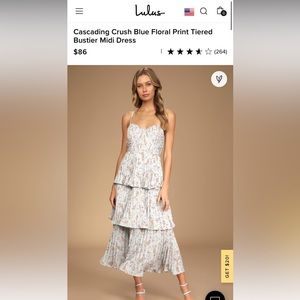 Lulu’s Cascading Crush Blue Floral Print Tiered Bustier Midi Dress
